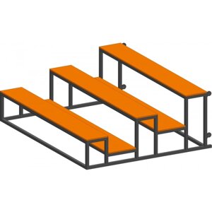 Трибуна мобильная 3 ряда сиденья из фанеры на 15 мест