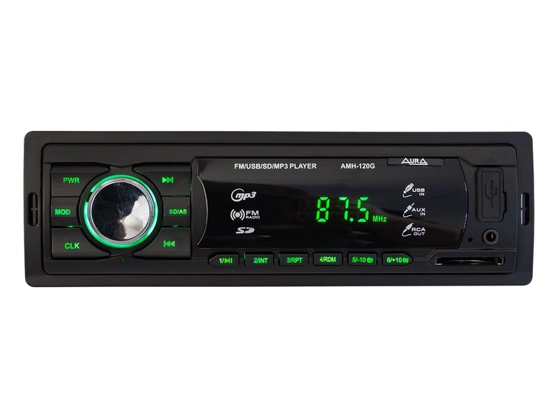 Автомагнитола Aura AMH-120G USB, зелёная от компании Интернет-магазин "1000 рамок" - фото 1
