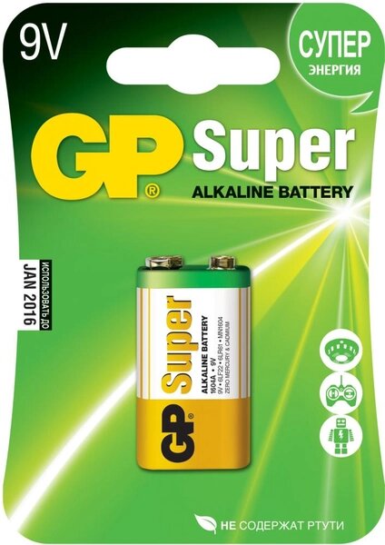 Батарейка GP SUPER 1604A 6LR61/6LF22 от компании Интернет-магазин "1000 рамок" - фото 1