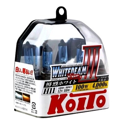 Галогенная лампа Koito Whitebeam H11 12V 55W (100W), комплект от компании Интернет-магазин "1000 рамок" - фото 1