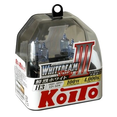 Галогенная лампа Koito Whitebeam H3 12V 55W (100W), комплект от компании Интернет-магазин "1000 рамок" - фото 1