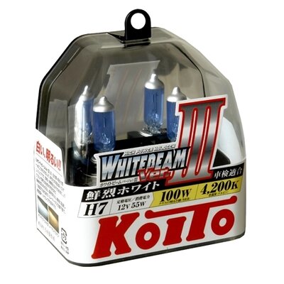Галогенная лампа Koito Whitebeam H7 12V 55W (100W), комплект от компании Интернет-магазин "1000 рамок" - фото 1