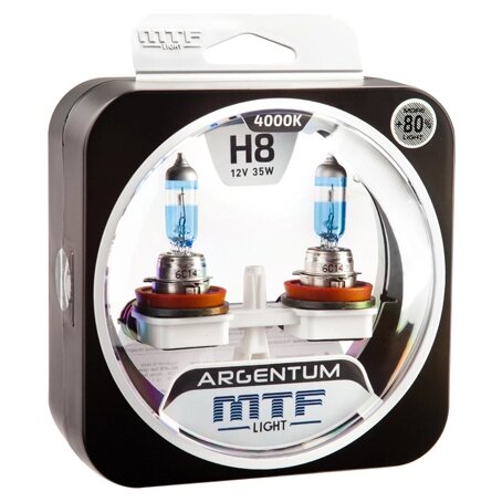 Галогенная лампа MTF Light серия ARGENTUM +80% H8 (H8A1208) от компании Интернет-магазин "1000 рамок" - фото 1
