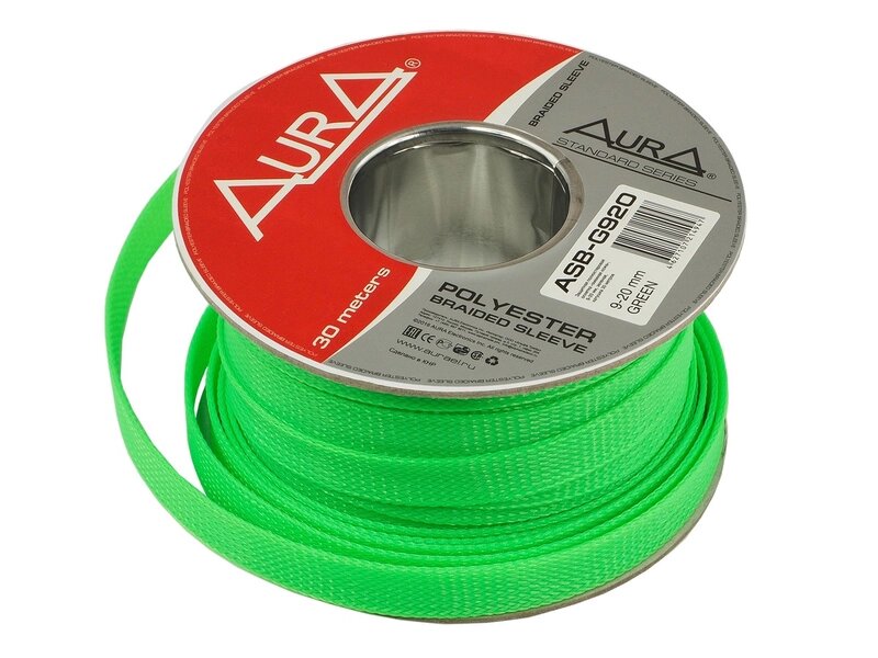 Кабельная оплётка Aura ASB-G920 полиэстер 9-20мм, зеленый, 30 метров от компании Интернет-магазин "1000 рамок" - фото 1