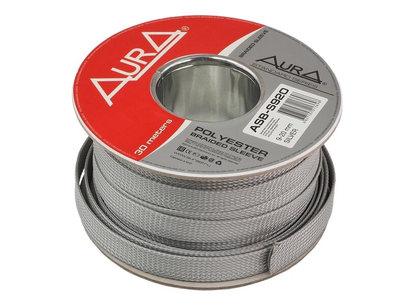 Кабельная оплётка Aura ASB-S920  полиэстер 9-20мм, серебро от компании Интернет-магазин "1000 рамок" - фото 1