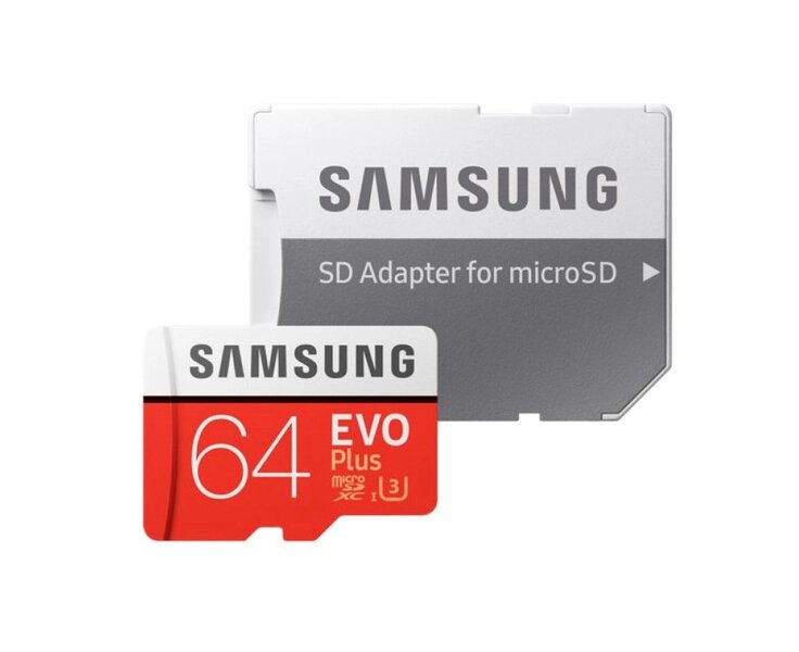 Карта памяти Samsung EVO Plus MicroSDXC 64 Gb 100Mb/s от компании Интернет-магазин "1000 рамок" - фото 1
