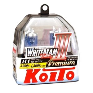 Галогенная лампа Koito Whitebeam Premium H4 12V 60/55W (135/125W) 4500K, комплект