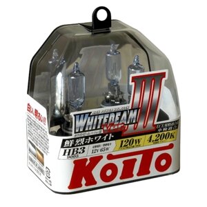 Галогенная лампа Koito Whitebeam 9005 (HB3) 12V 65W (120W), комплект