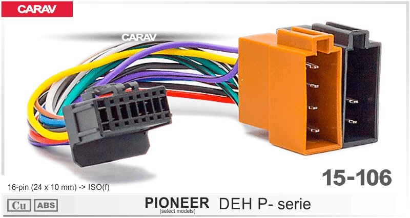 Разъём для магнитолы CARAV 15-106 для ГУ Pioneer DEH P-series 24x10mm от компании Интернет-магазин "1000 рамок" - фото 1