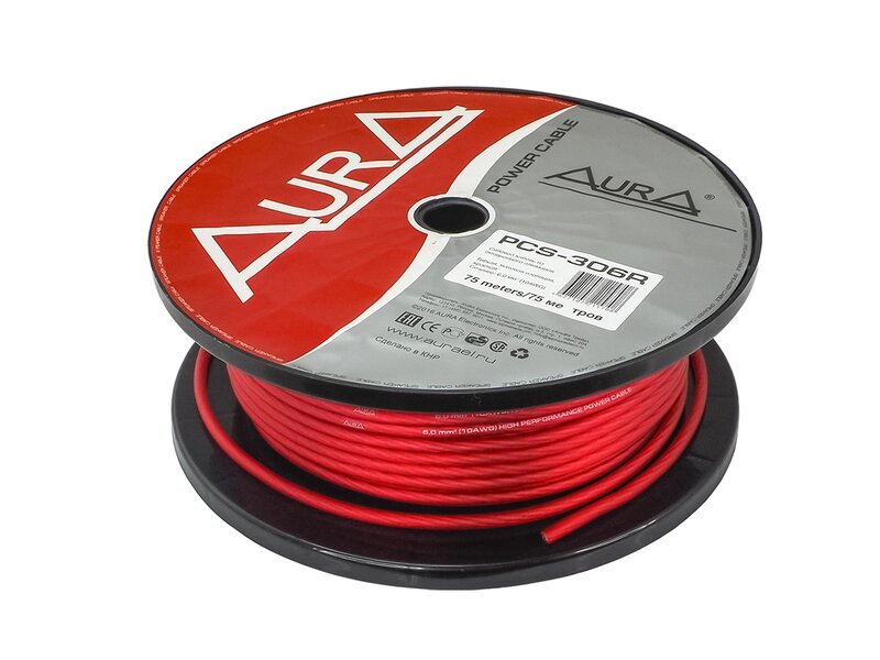 Силовой кабель Aura PCS-306R (75м бухта, красный) от компании Интернет-магазин "1000 рамок" - фото 1
