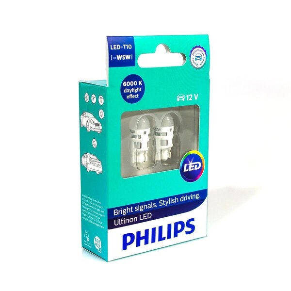 Светодиодная лампа PHILIPS W5W (T10) 6000K LED (блистер 2шт) от компании Интернет-магазин "1000 рамок" - фото 1