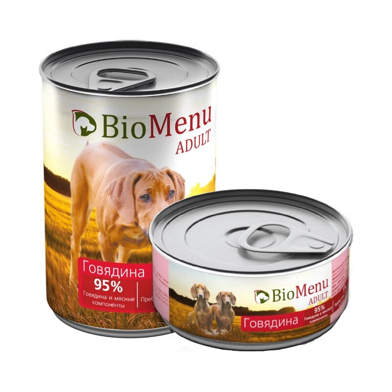 BioMenu ADULT Консервы для собак Говядина 95%-МЯСО, 100 гр. от компании Интернет магазин компании ДАЙМОН - ЗООМАРКЕТ - фото 1
