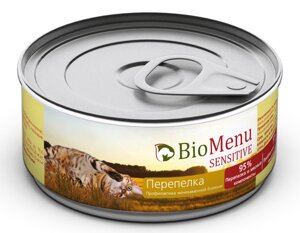 BioMenu SENSITIVE Консервы для кошек мясной гипоаллергенный паштет с Перепелкой 95%МЯСО