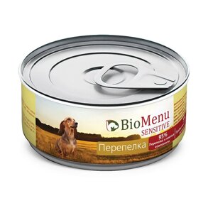 BioMenu SENSITIVE Консервы для собак Перепелка 95%МЯСО, 100 гр.