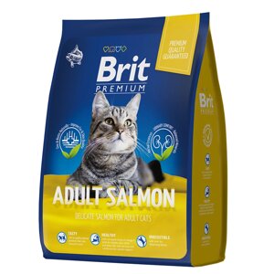 Brit Premium Cat Adult Salmon. Сухой корм премиум класса для взрослых кошек с лососем. 8 кг.