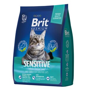 Brit Premium Cat Sensitive. Сухой корм для кошек с чувствительным пищеварением с индейкой и ягненком. 2 кг.