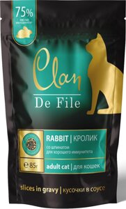 CLAN De File пауч кусочки в соусе для кошек кролик со шпинатом
