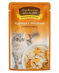 "Деревенские Лакомства" Курица с лососем в желе, пауч 70 гр.