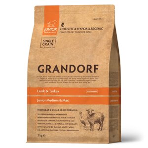 GRANDORF DOG Lamb&Turkey JUNIOR (ягнёнок с индейкой для юниоров). 3 кг.