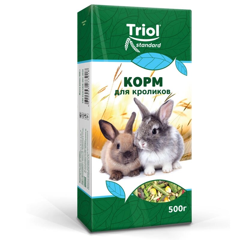 Корм Triol Standard для кроликов, 500 г. от компании Интернет магазин компании ДАЙМОН - ЗООМАРКЕТ - фото 1