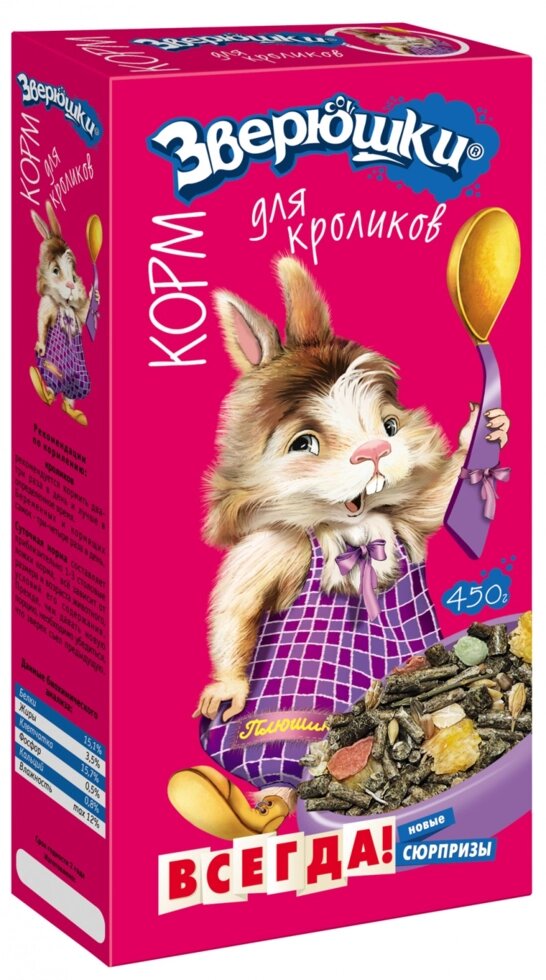Корм Зоомир ЗВЕРЮШКИ для кроликов от компании Интернет магазин компании ДАЙМОН - ЗООМАРКЕТ - фото 1