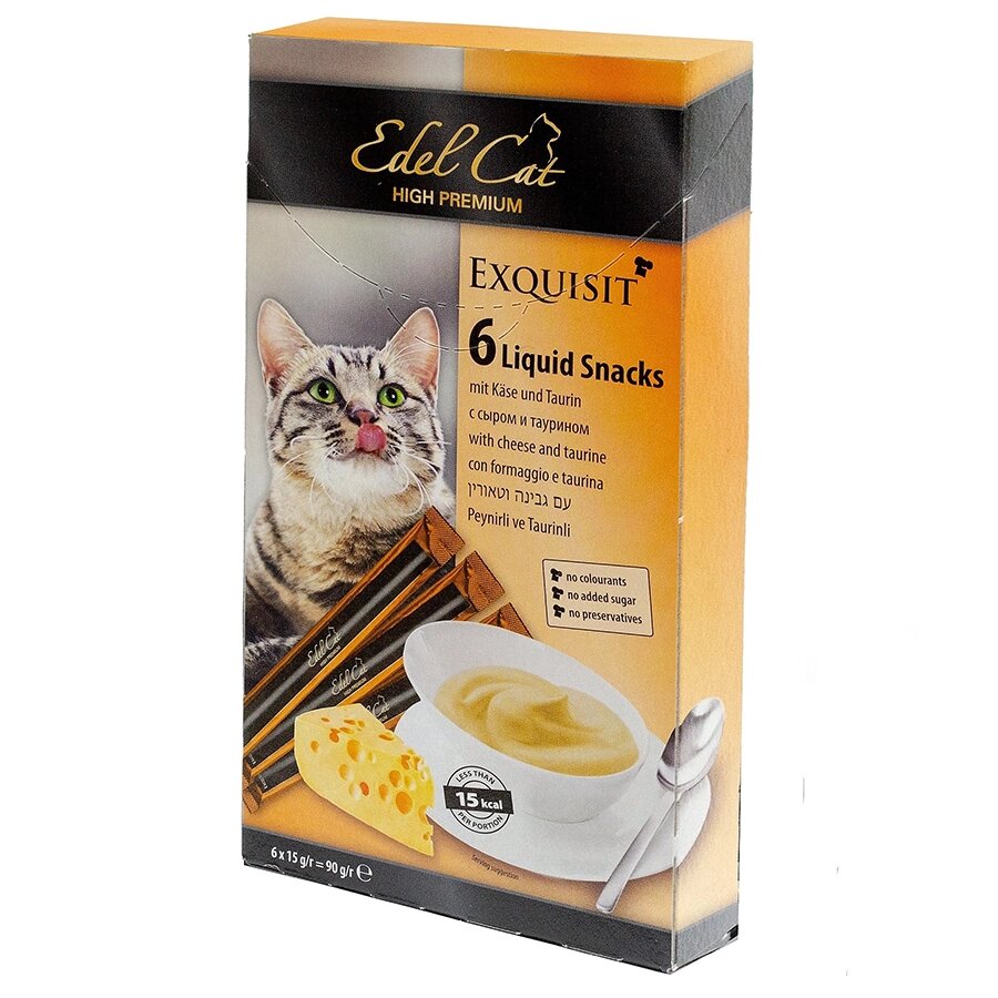 Лакомство для кошек Edel Cat крем-суп с сыром и таурином, 90 г. от компании Интернет магазин компании ДАЙМОН - ЗООМАРКЕТ - фото 1