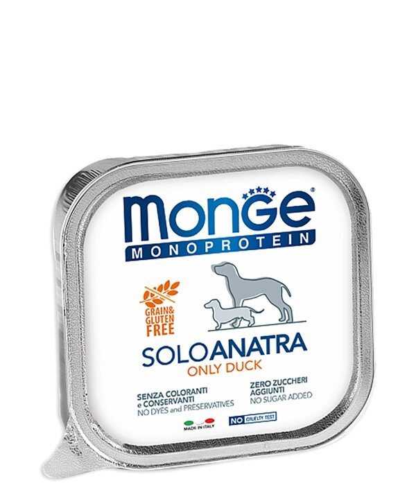 Monge Dog Monoprotein Solo паштет из утки для собак от компании Интернет магазин компании ДАЙМОН - ЗООМАРКЕТ - фото 1