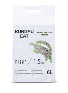 Наполнитель Kungfu Cat Tofu Green Tea. Натуральный комкующийcя, 6 л.