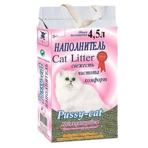 Наполнитель PUSSY-CAT "Комкующийся Прасковейский-розовый"4,5 л.