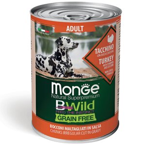 Monge Dog BWild Grain Free Adult консервы из индейки с тыквой и кабачками для собак всех пород