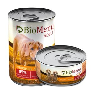 BioMenu ADULT Консервы для собак Говядина/Ягненок 95%-МЯСО