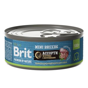 Brit Premium By Nature консервы с Ассорти из птицы с потрошками для взрослых собак мелких пород. 100 гр.