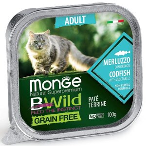 Monge Cat Bwild Grain free из трески с овощами для кошек