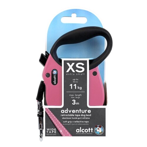 Поводок-рулетка alcott adventure. лента. размер XS. розовая.