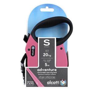 Поводок-рулетка alcott adventure. лента. размер S. розовая.