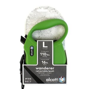 Поводок-рулетка alcott wanderer. лента. размер L. зеленый.