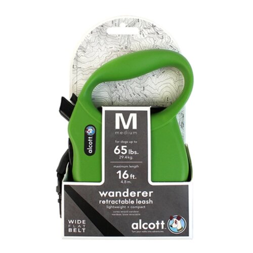 Поводок-рулетка alcott wanderer. лента. размер M. зеленый.