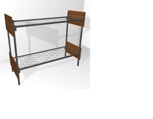 Кровать металлическая двухъярусная со спинками из ЛДСП сетка прокатная пружина "2ДКП-2"