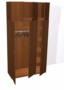 Шкаф для одежды трехстворчатый с антресолью из ДСП 16мм, кромка ПВХ 0,4мм от компании ООО "Металл-кровати" - фото 1