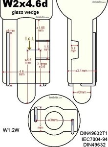 Лампа индикаторная цоколь W2x4,6d