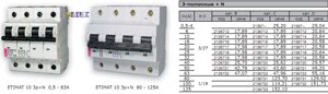 Автоматические выключатели ETIMAT 10 AC (Icu-10kА) 3-полюсной +N