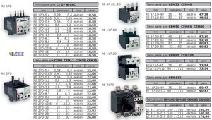 Тепловые реле для контакторов CE 07, CEC, CEM