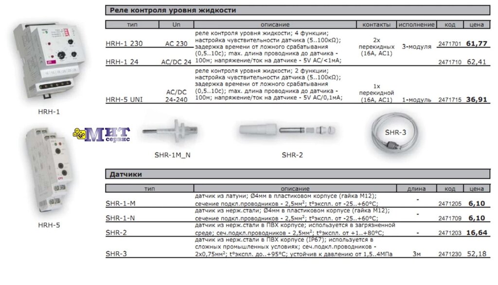 Релейное оборудование ETIREL / Реле контроля уровня жидкости от компании ООО "Мит-Сервис". - фото 1