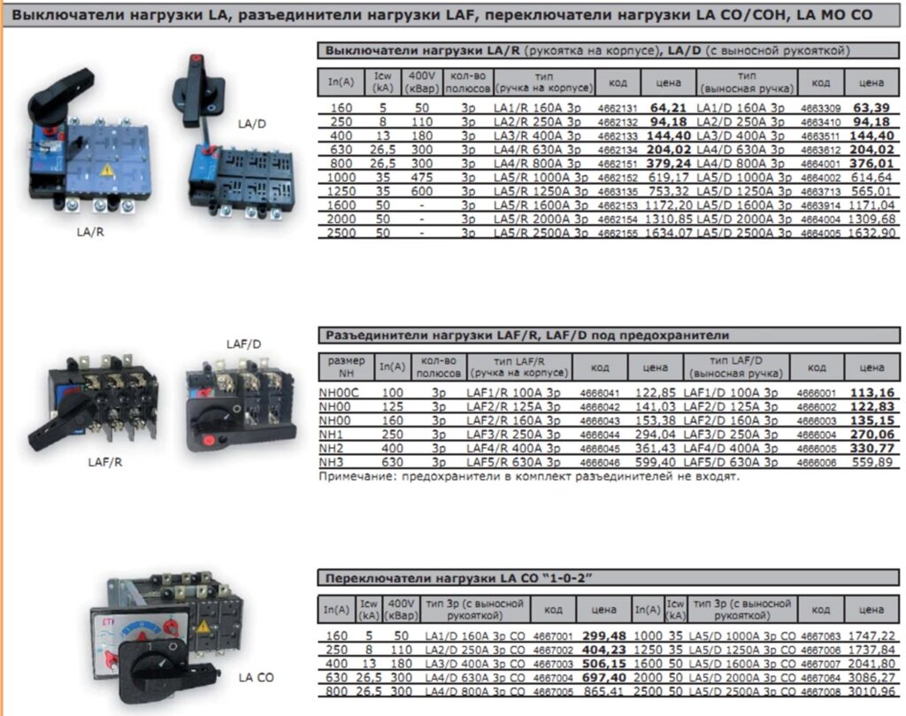 Выключатели нагрузки LA, разъединители нагрузки LAF, переключатели нагрузки LA CO/COH, LA MO CO от компании ООО "Мит-Сервис". - фото 1