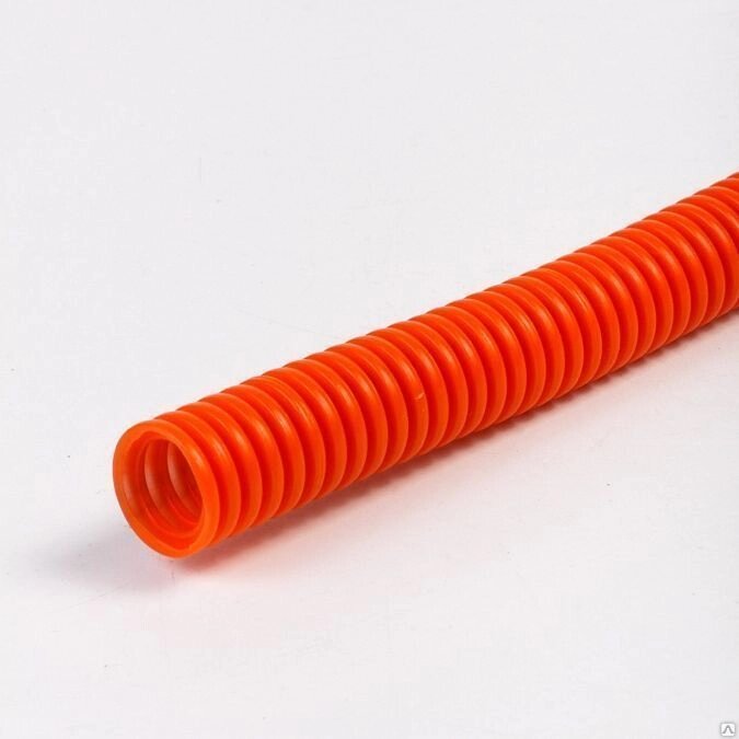 Труба гофрированная ПНД d=16 мм  с протяжкой оранжевая ДКС - розница