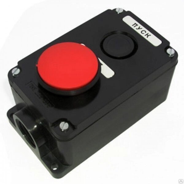 Пост кнопочный ПКЕ 222/2 кнопки гриб красная/черная без фиксации IP54 - скидка