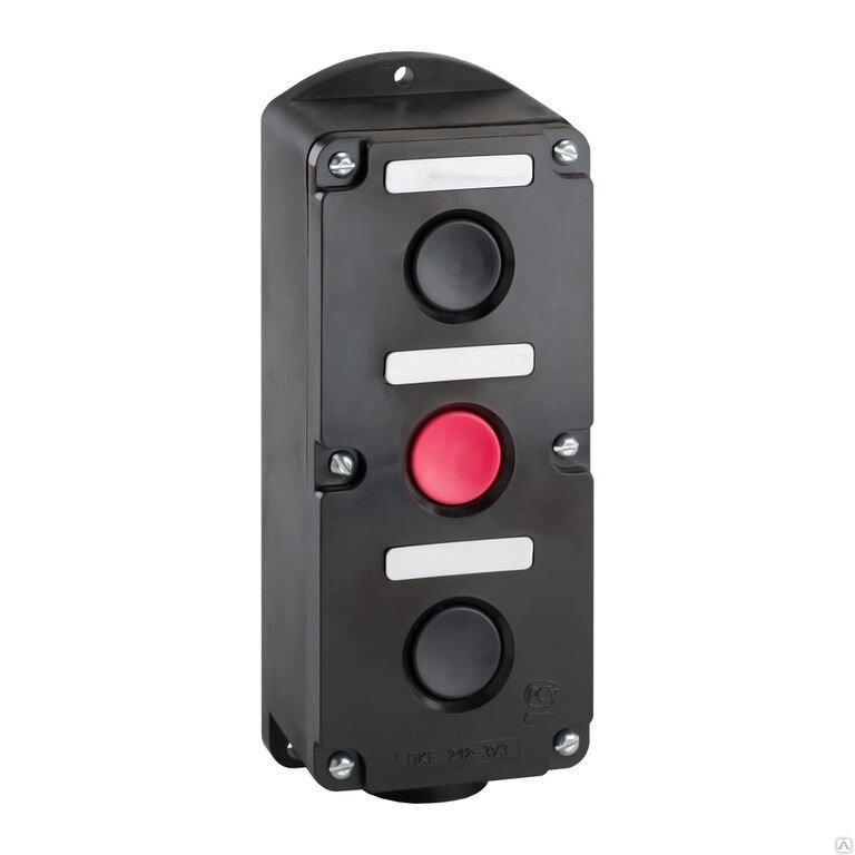 Пост кнопочный ПКЕ 212/3 кнопки красная/две черных без фиксации IP54 - обзор