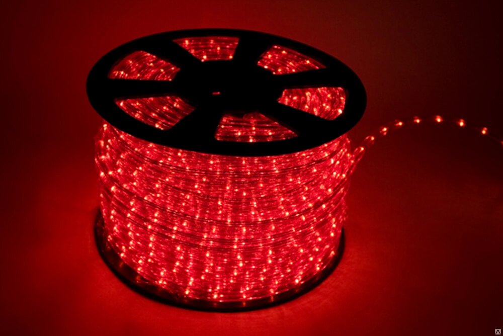 Дюралайт LED 72шт диодов/м, 2.88Вт/м 220В 7000К 3W Красный  (упак. 2м) - обзор
