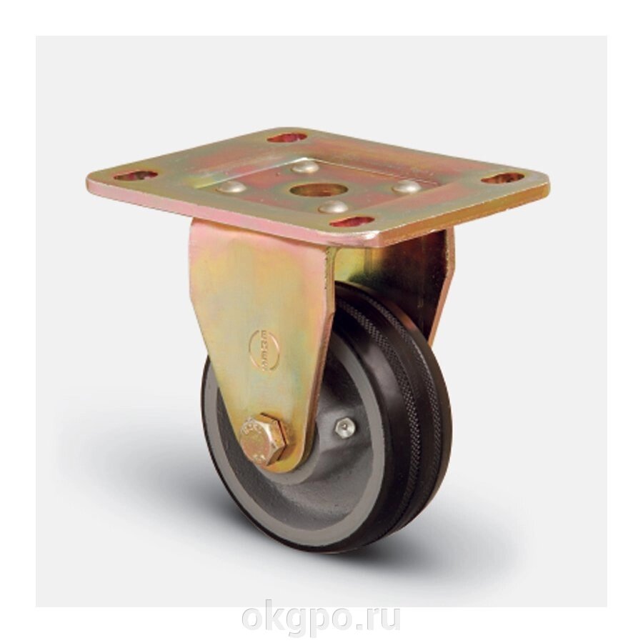 Колесо большегрузное обрезиненное неповоротное 100 мм ( ED02 VBR 100 ), диск-чугун от компании Компания "ГПО" - фото 1