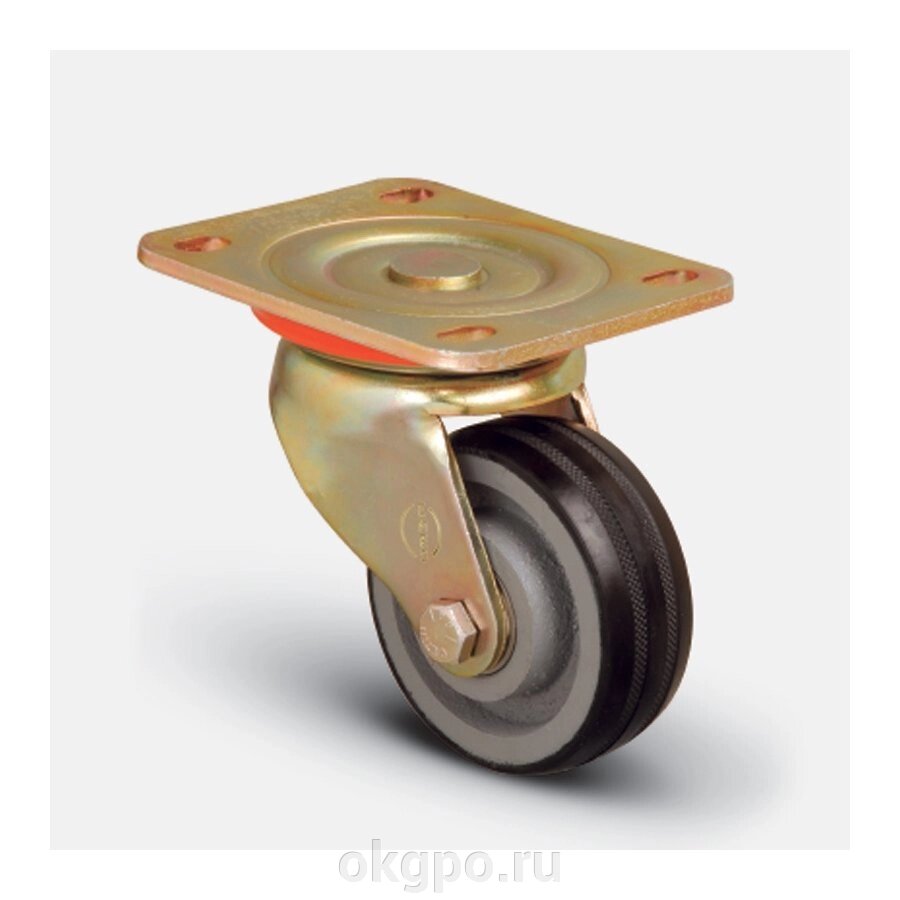 Колесо большегрузное обрезиненное поворотное 100 мм ( ED01 VBR 100 ), диск-чугун от компании Компания "ГПО" - фото 1